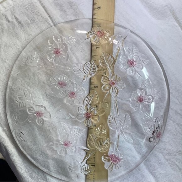 Vtg WALTHER glass server plate CHERRY BLOSSOM BRANCH charmingly asymmetrical - Picture 10 of 10